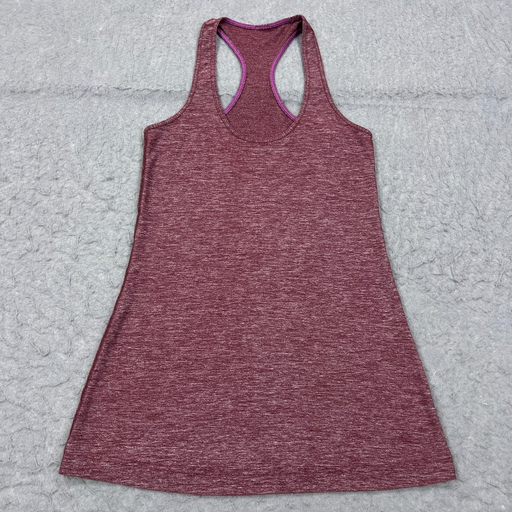 Lululemon Cool Racerback Women's 6* Maroon Heather Luon Tank Top Running Yoga